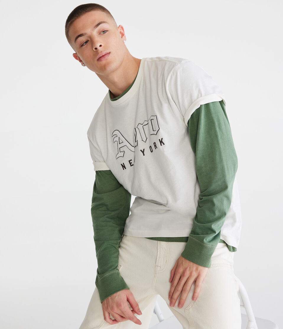 Aero New York Gothic Logo Appliqué Graphic Tee