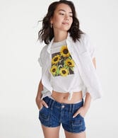 Cargo Low-Rise Denim Shorty Shorts