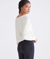 Cable Cropped Boat-Neck Sweater