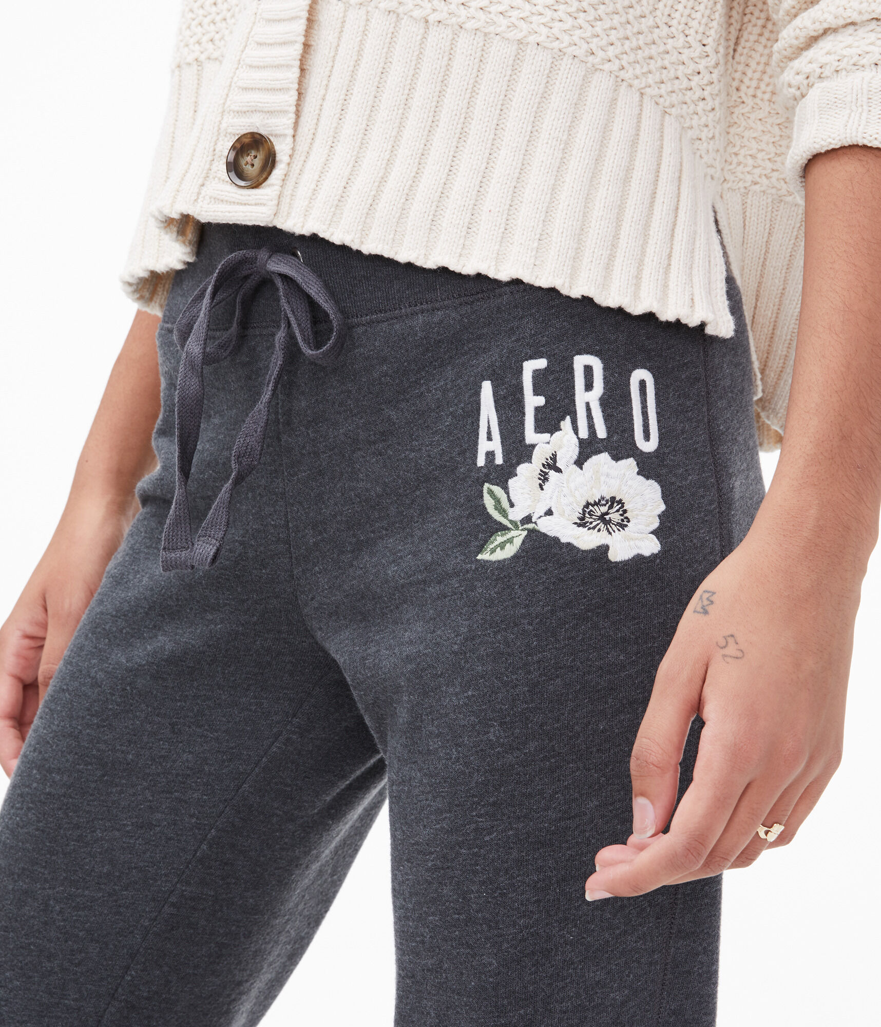Embroidered Floral Logo Jogger Sweatpants