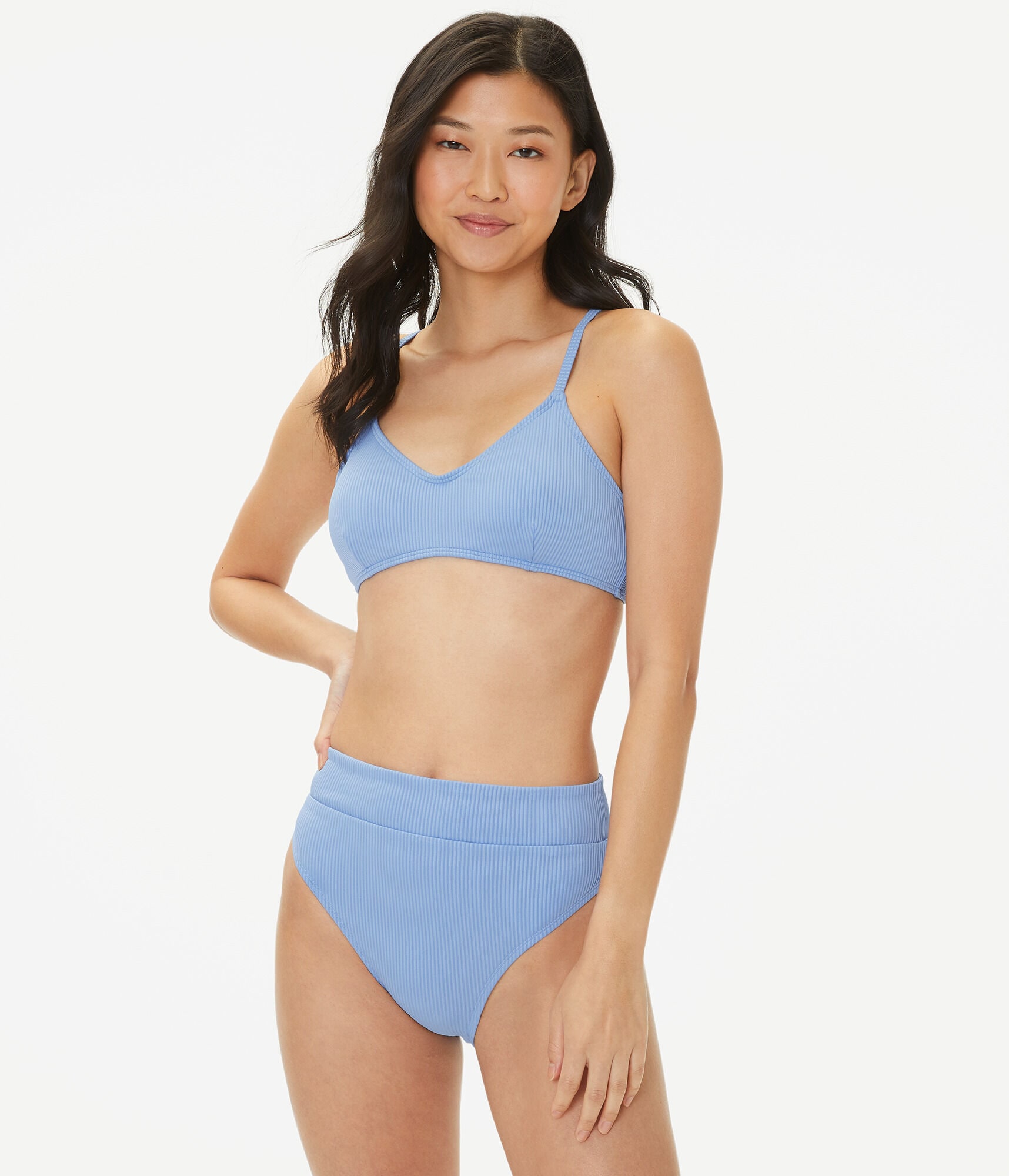 Ribbed Strappy-Back Bikini Top