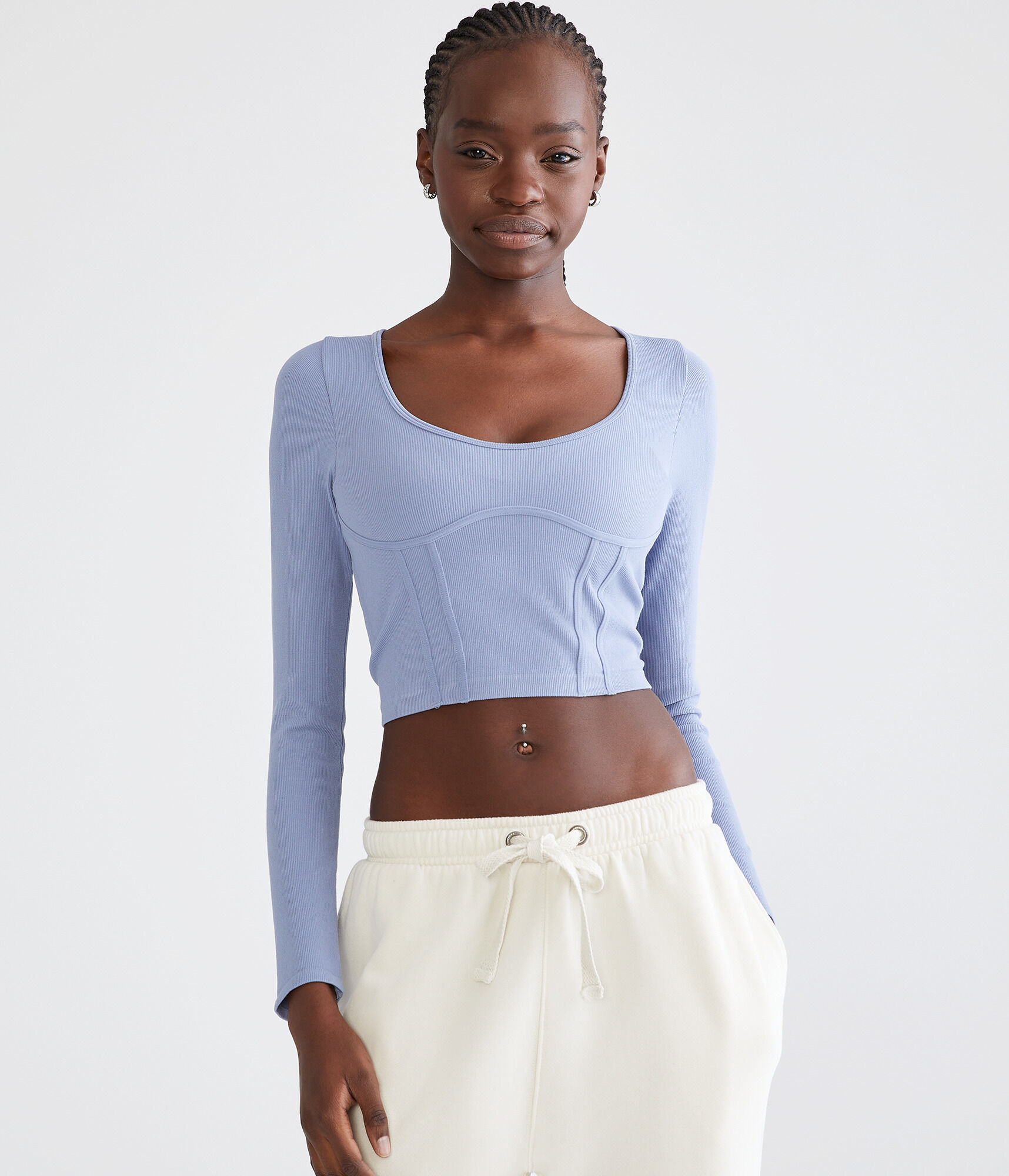 Long Sleeve Seriously Soft Corset Tiny Top