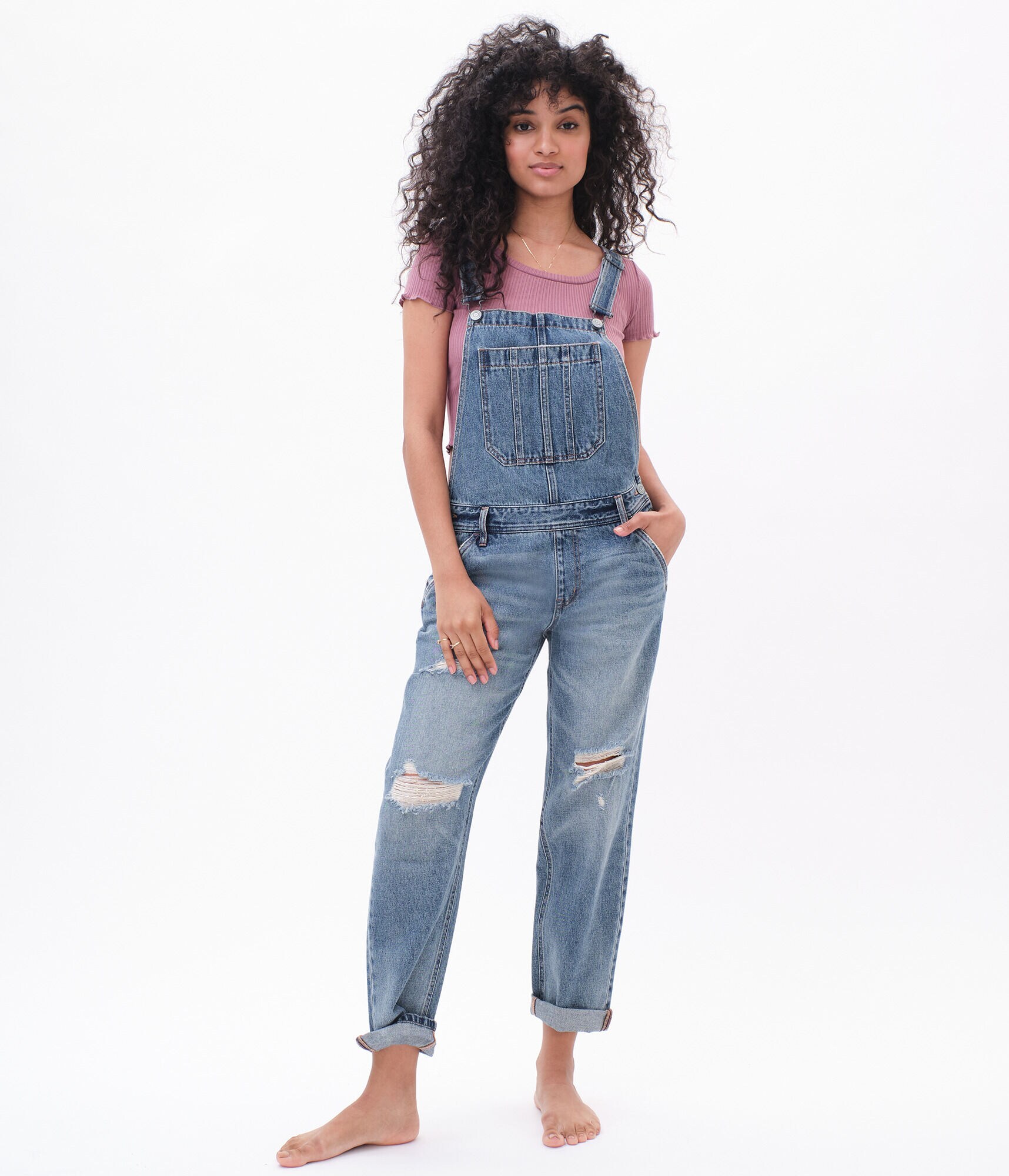 Real Denim Ankle Overalls