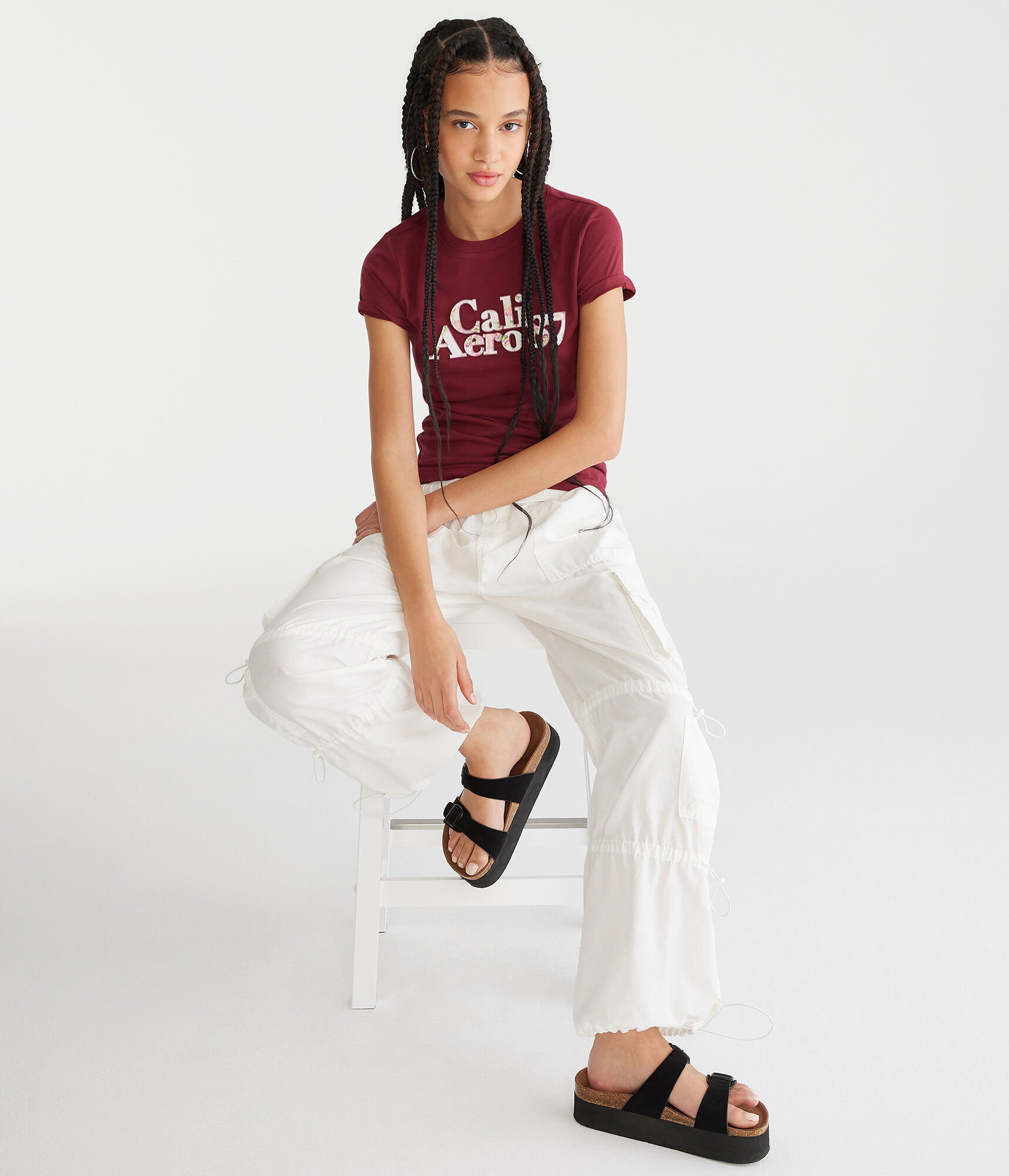 Aero87 Cali Floral Fill Appliqu&eacute; Graphic Tee