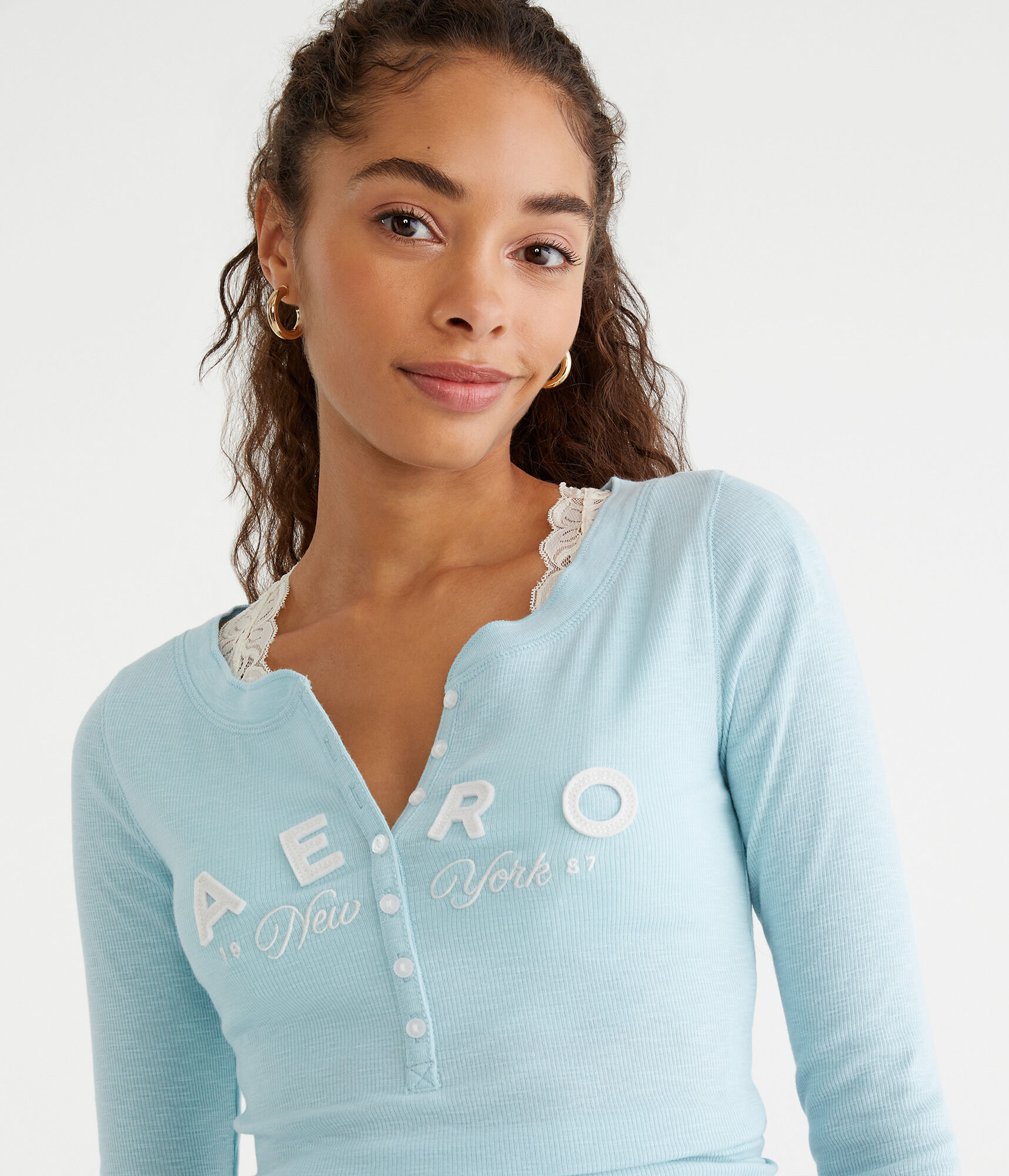 Long Sleeve Aero New York Graphic Henley