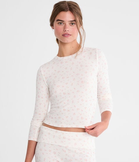 Long Sleeve Floral Waffle Sleep Tee Long Sleeve Floral Waffle Sleep Tee