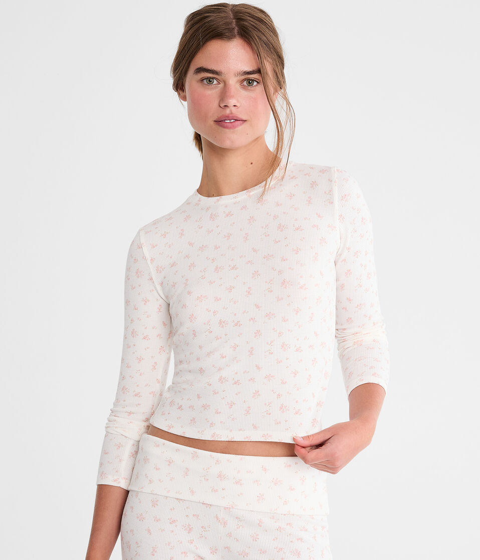 Long Sleeve Floral Waffle Sleep Tee
