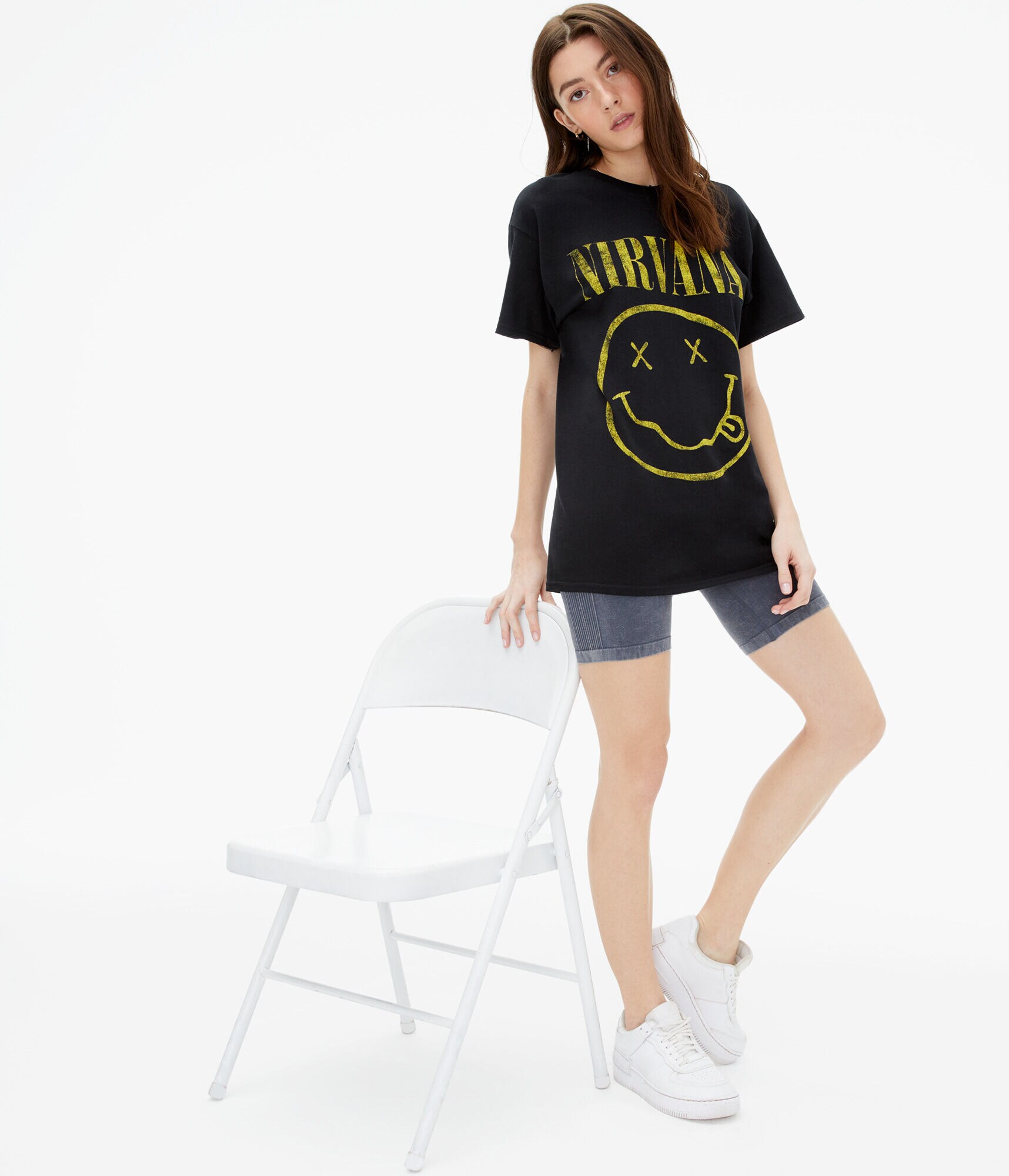 Nirvana Smiley Face Boyfriend Graphic Tee