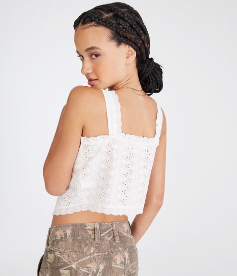 Eyelet Tie-Front Flyaway Tank Eyelet Tie-Front Flyaway Tank