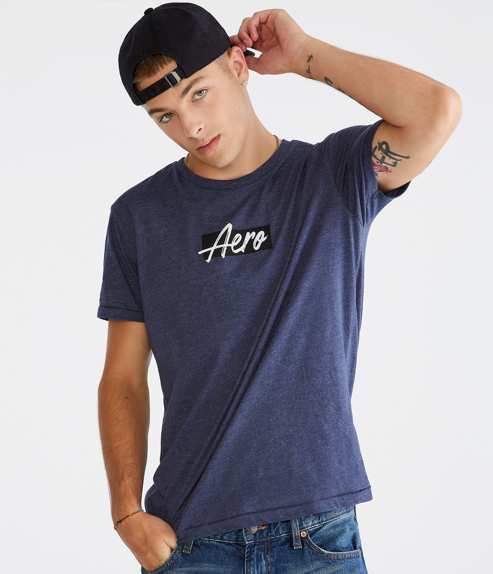 Aero Script Box Logo Graphic Tee
