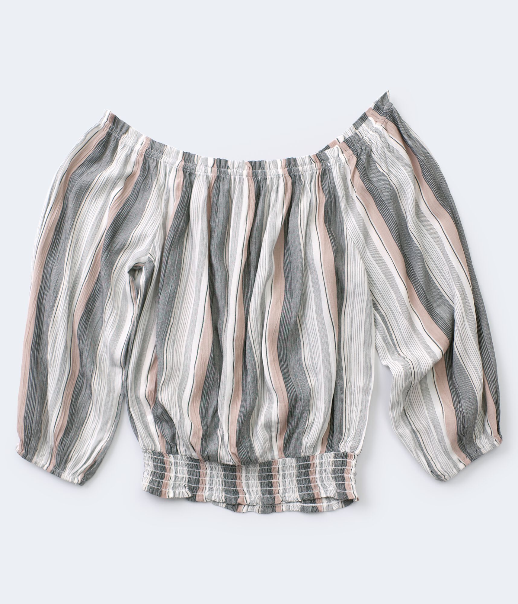 Striped Off-The-Shoulder Smocked Top