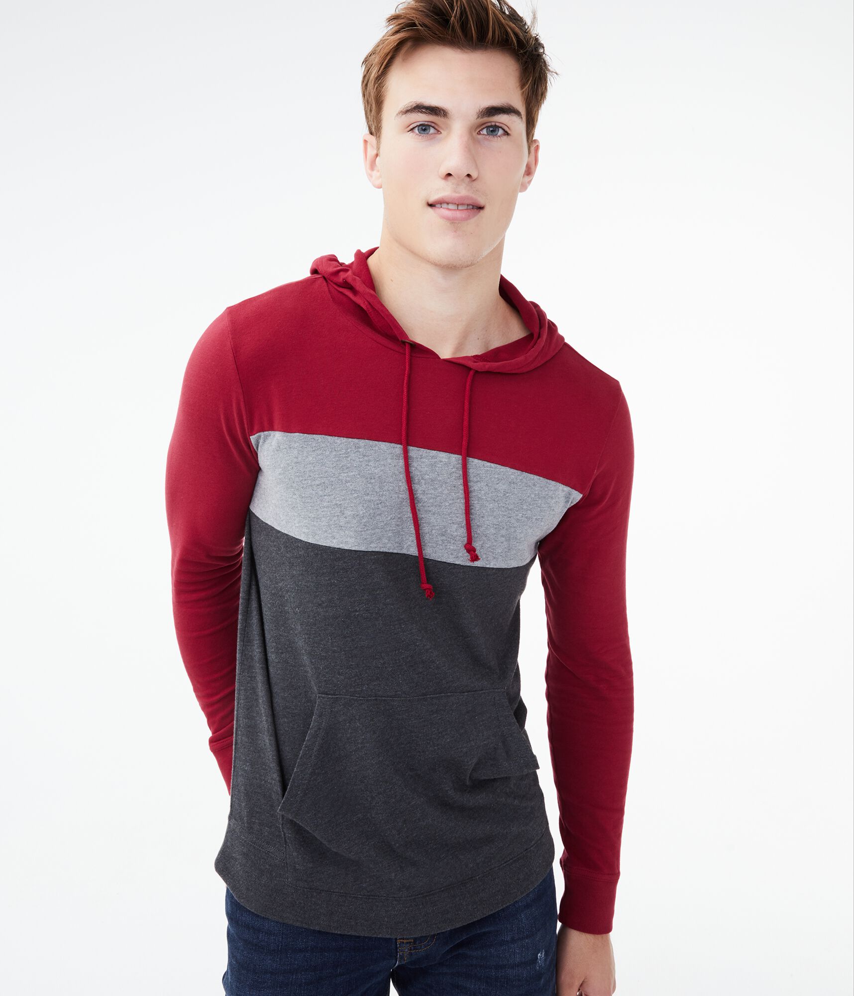 Long Sleeve Colorblock Hooded Tee