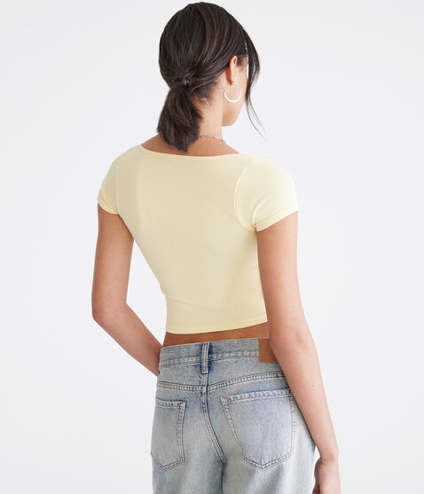 Buttery Soft Cropped Cinch-Front Tee Buttery Soft Cropped Cinch-Front Tee