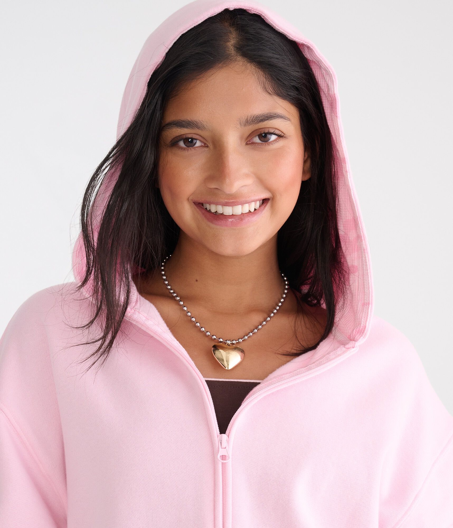 Cloud Soft Camo-Trim Oversized Full-Zip Hoodie