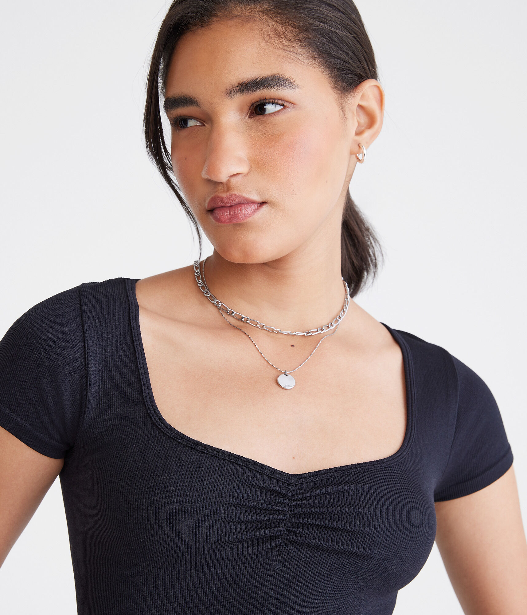 Buttery Soft Cropped Cinch-Front Tee