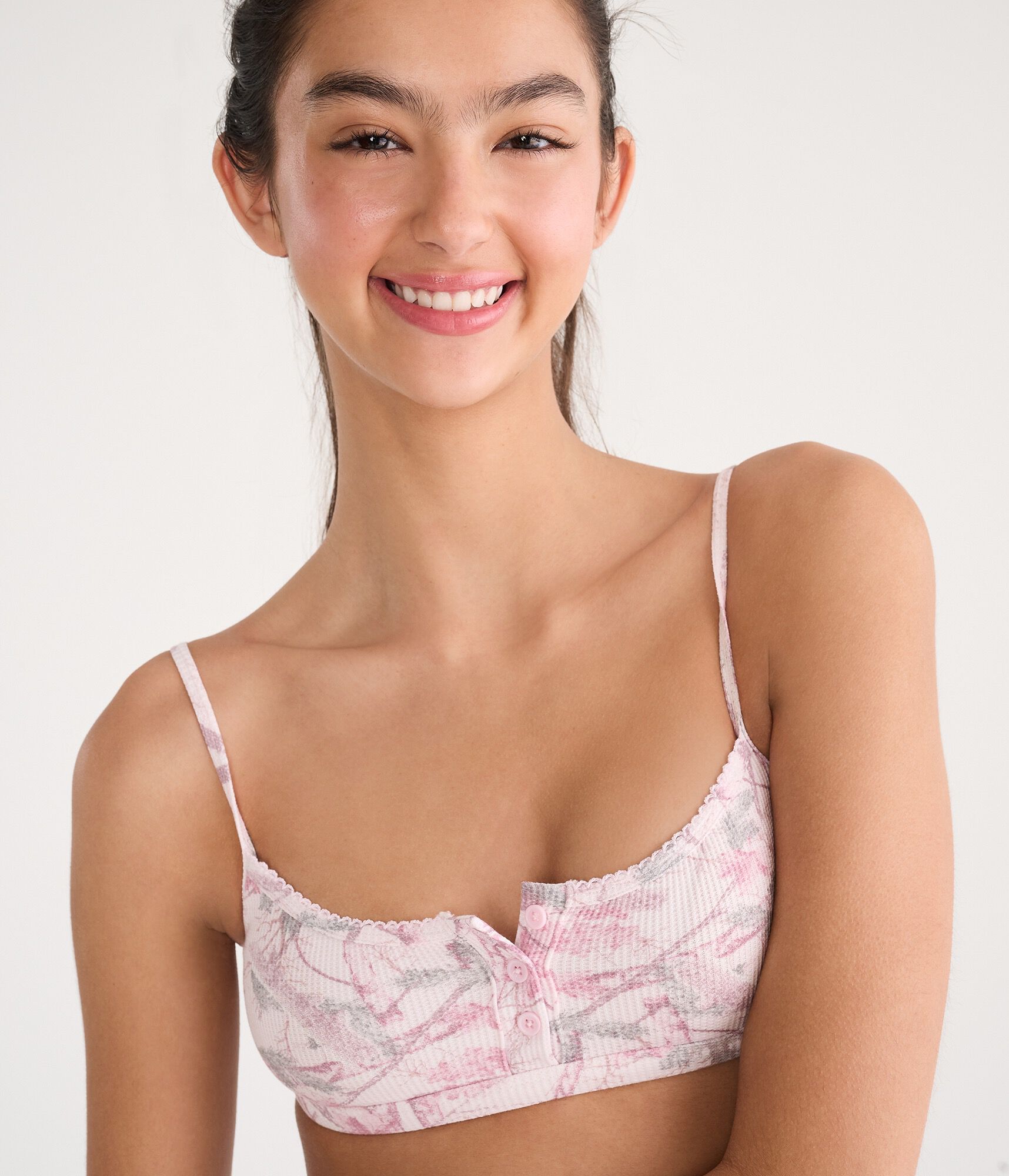 Forest Camo Waffle Henley Bralette