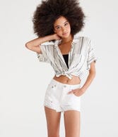 High-Rise Denim Shorty Shorts