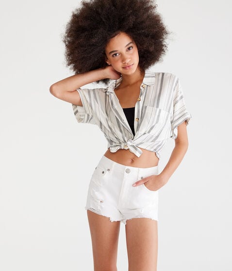 High-Rise Denim Shorty Shorts High-Rise Denim Shorty Shorts