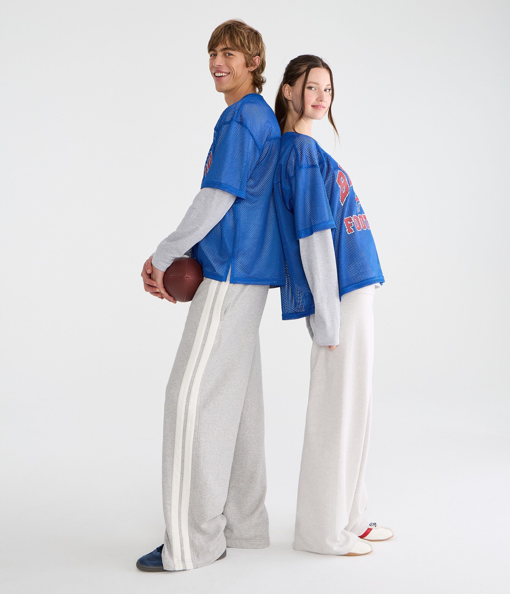 Long Sleeve Buffalo Bills Football Boxy Mesh 2Fer Top