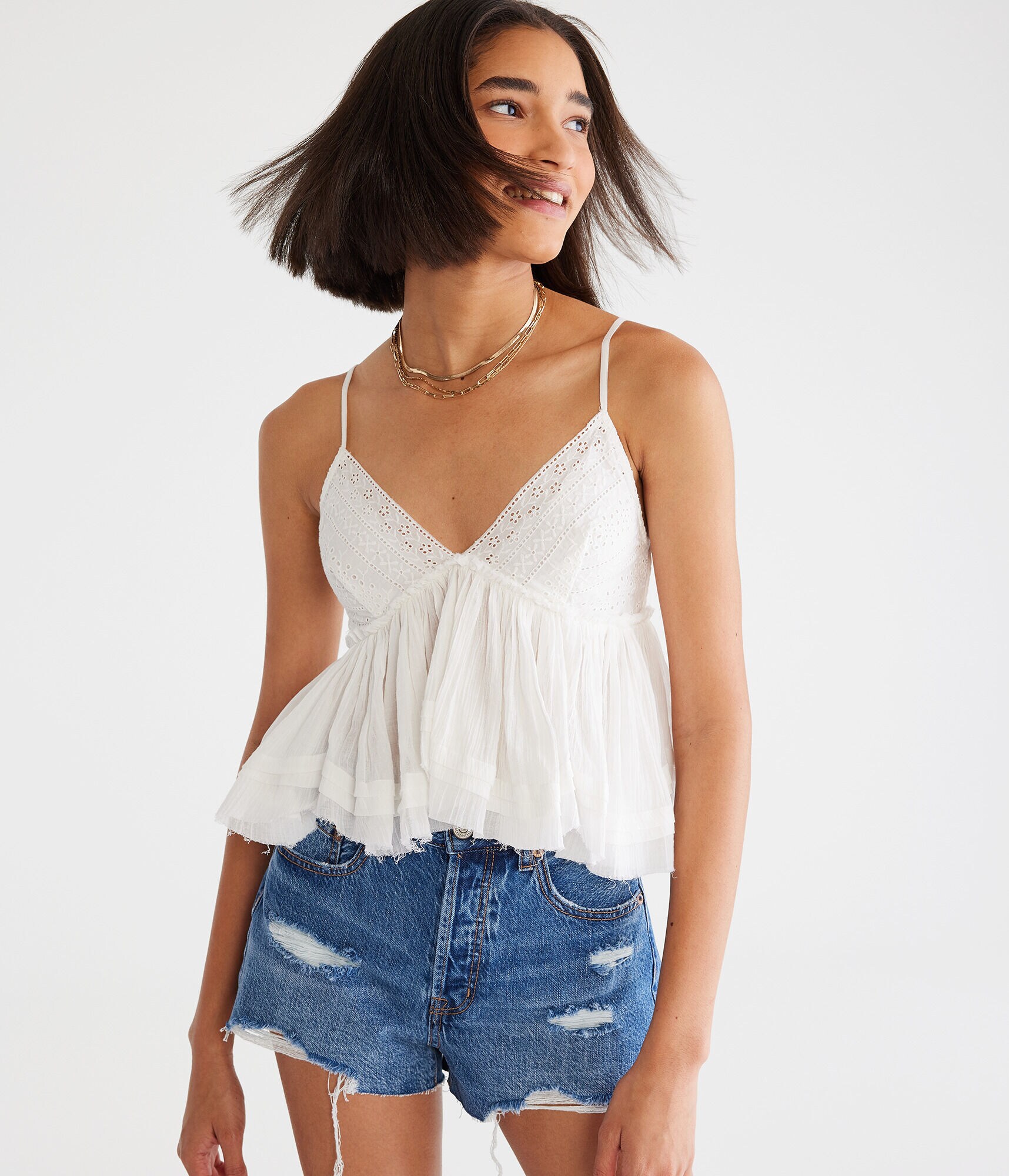 Eyelet Babydoll Cami