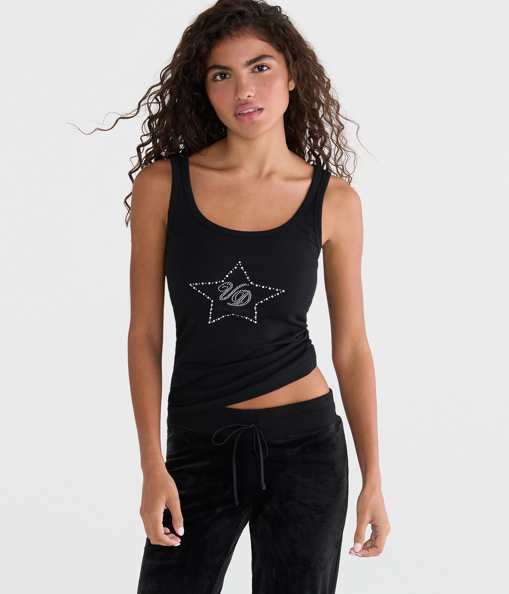 Von Dutch Rhinestone Star Tank Top