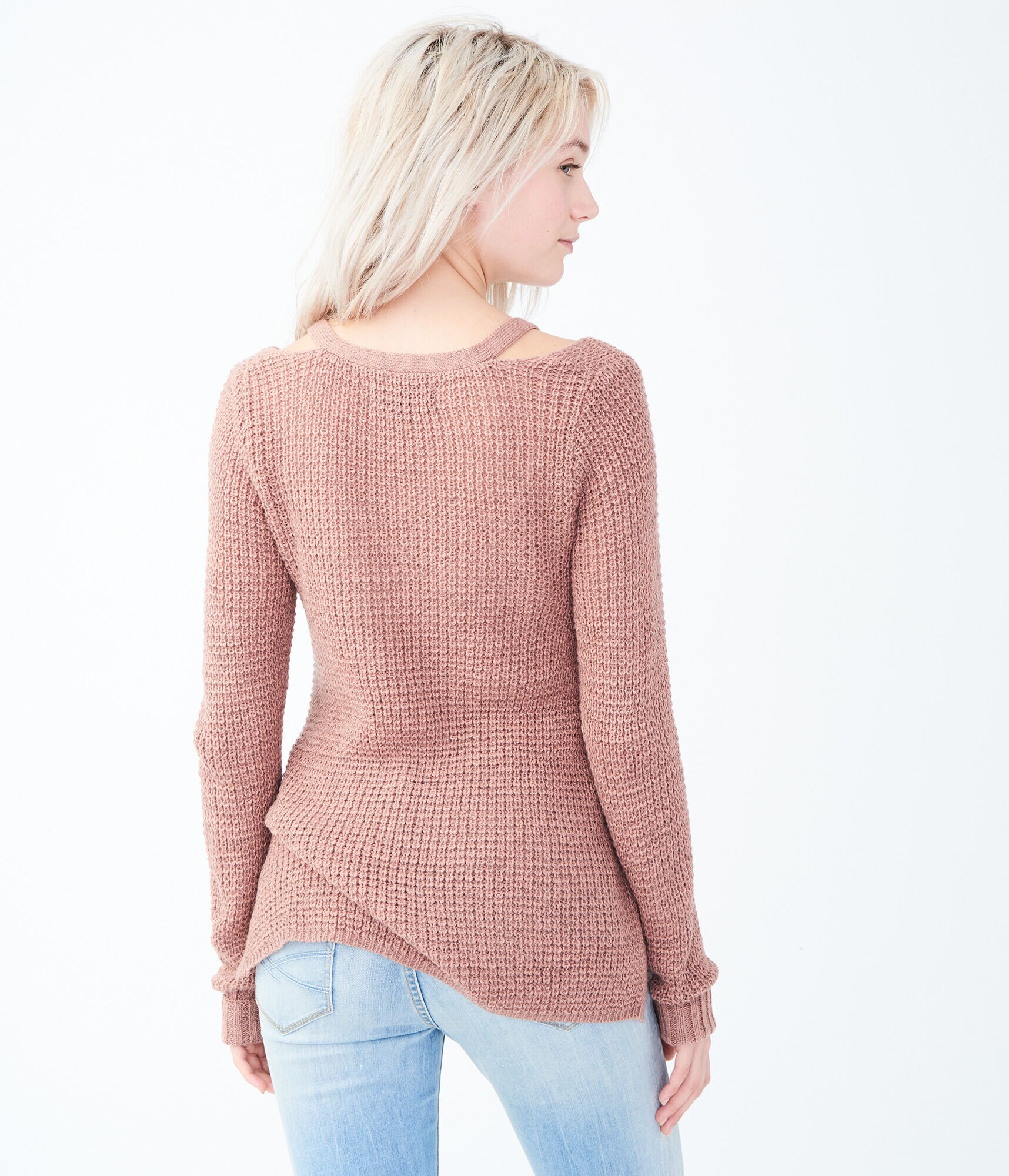 Solid Notch-Shoulder Sweater
