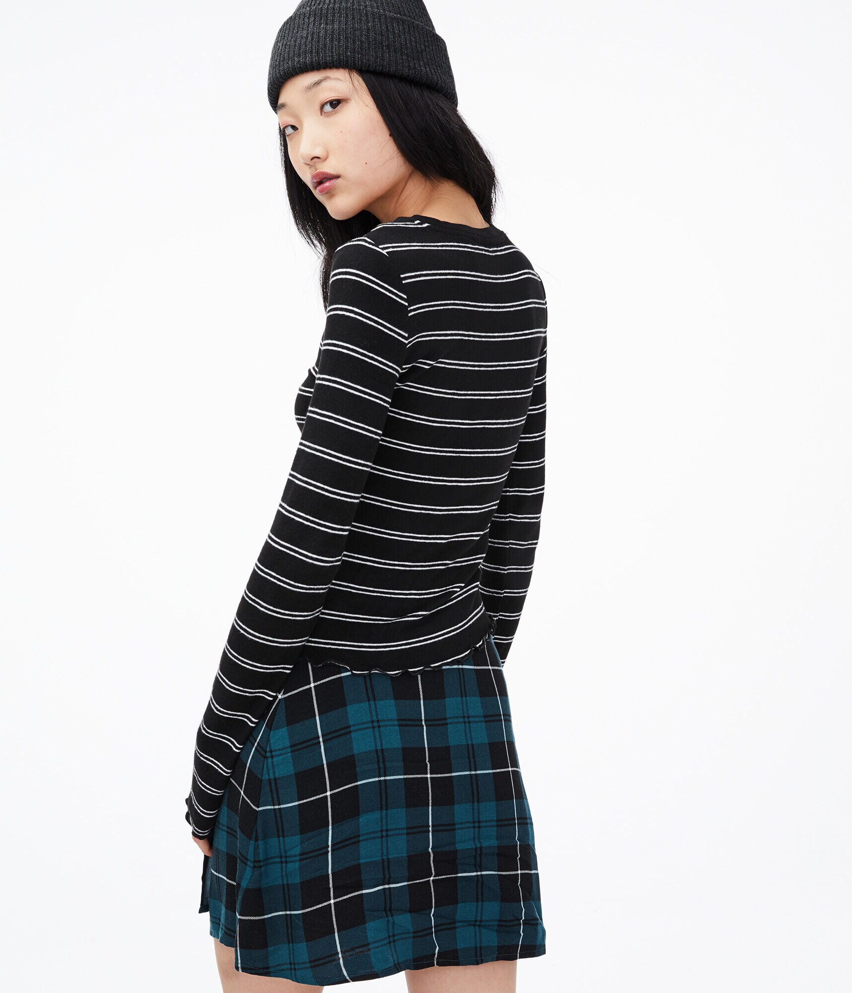 Long Sleeve Striped Shrunken Tee