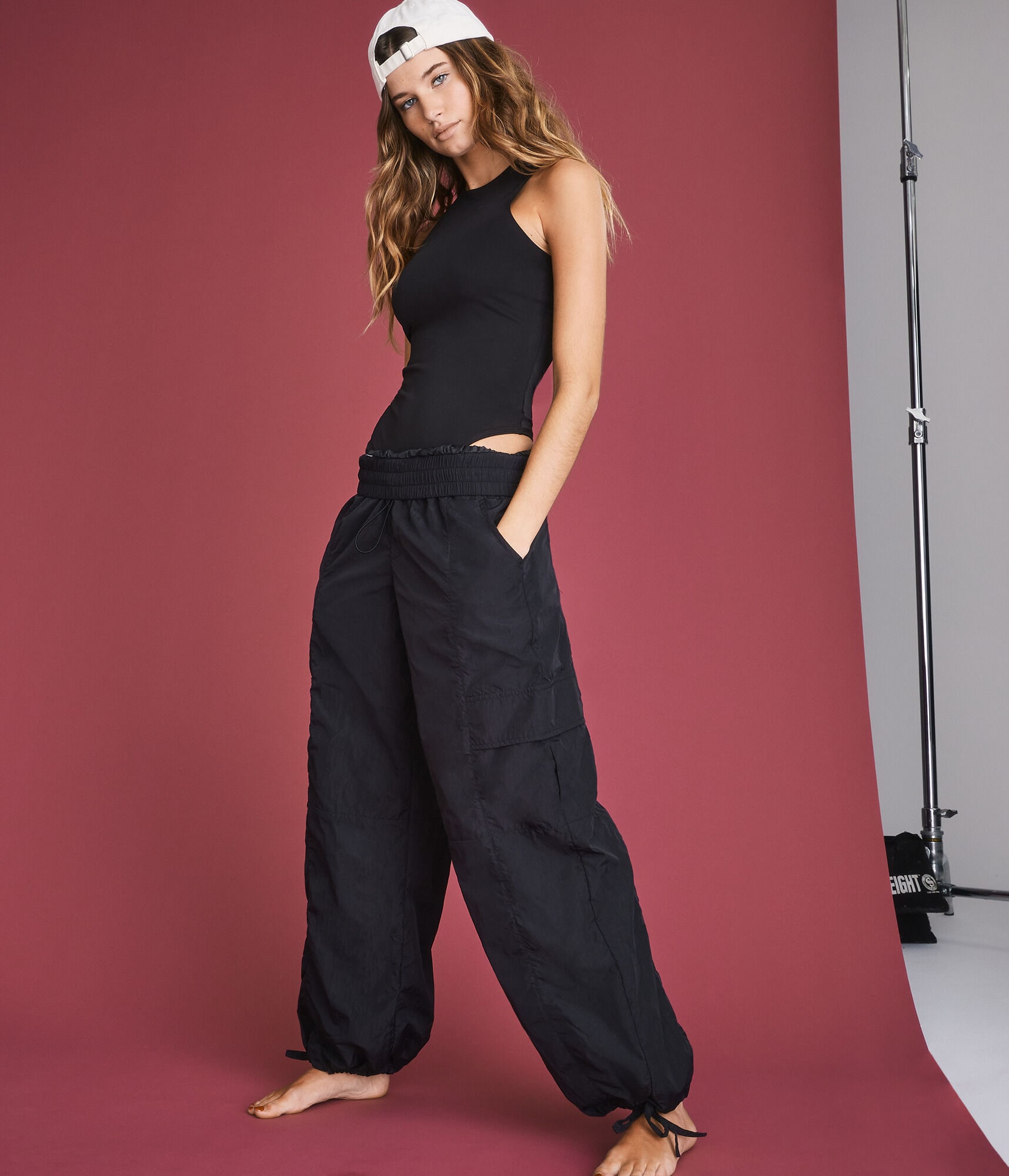 High-Rise Baggy Parachute Pants