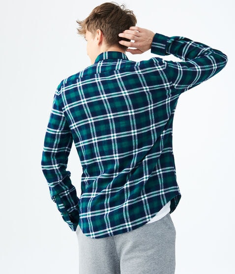 Long Sleeve Plaid Flannel Woven Shirt