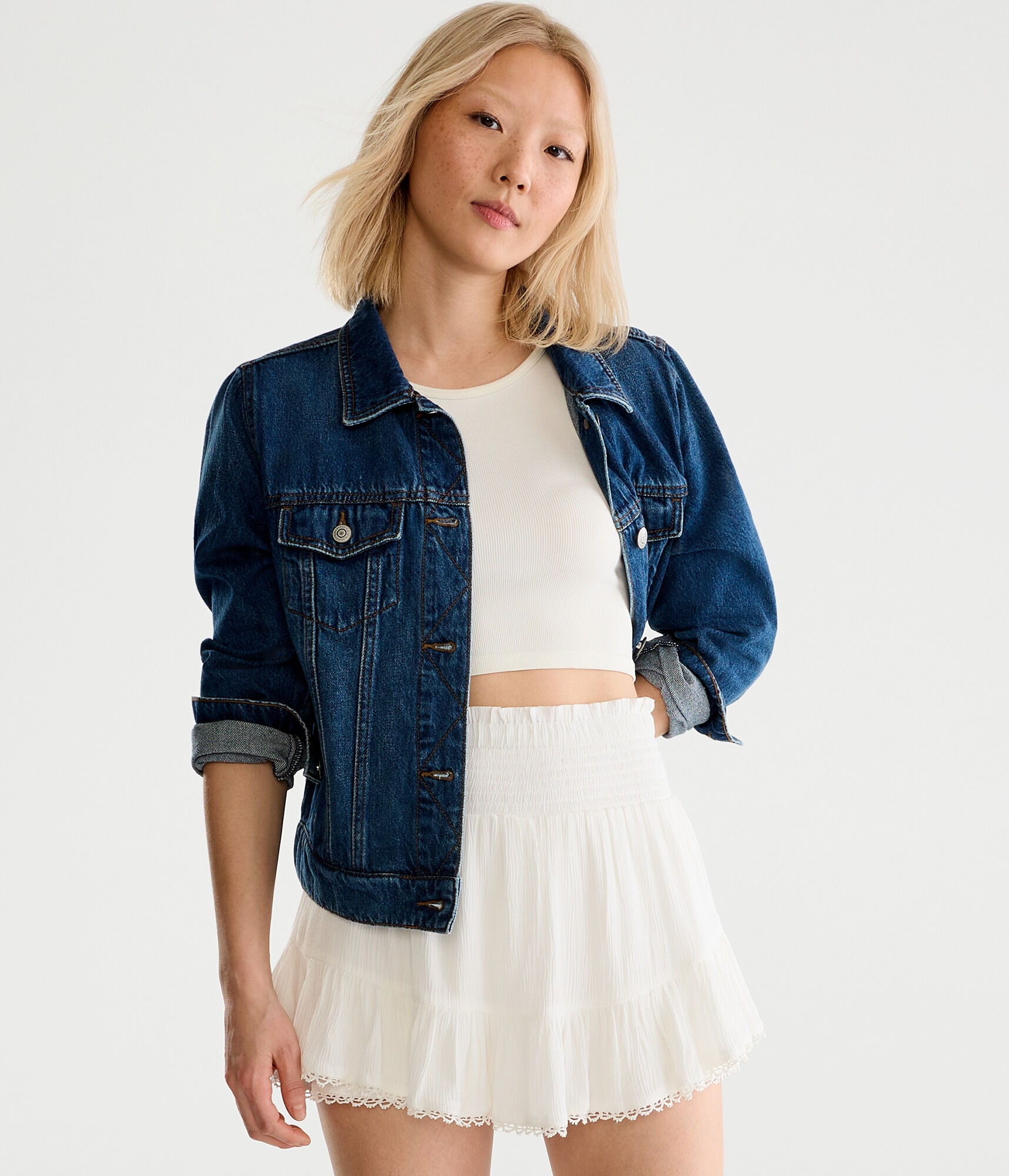 High-Waisted Lace-Trim Flippy Skort