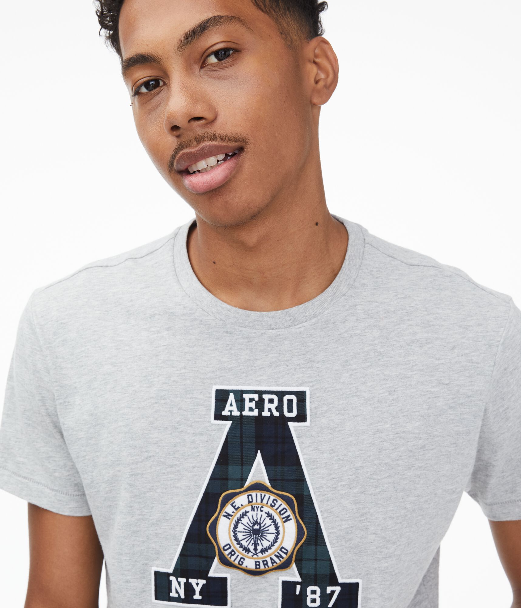 Plaid Letter Appliqu&eacute; Graphic Tee