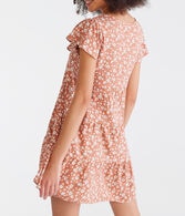 Floral Scoop-Neck Buttoned Babydoll Dress