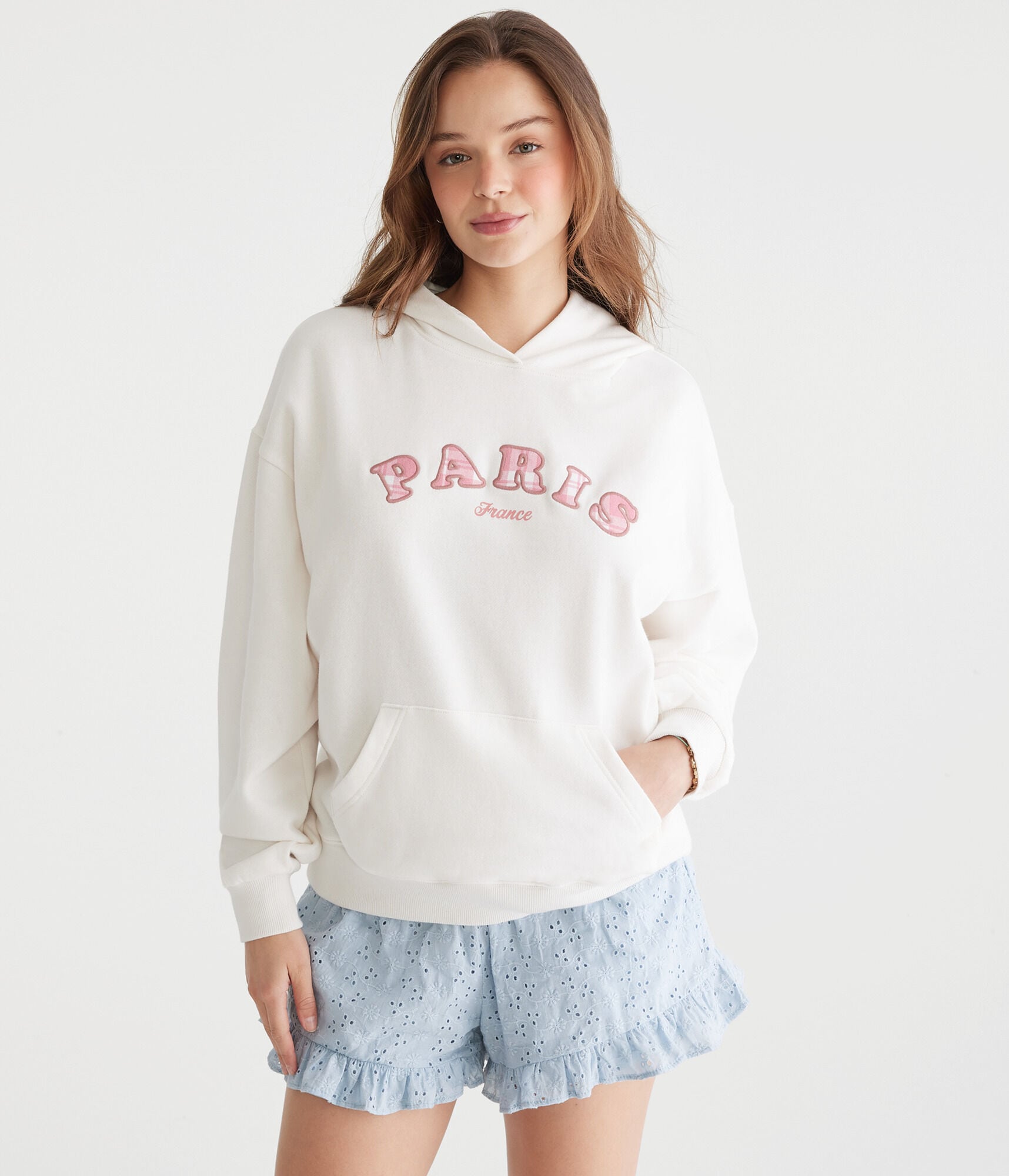 Plaid Paris Oversized Pullover Hoodie