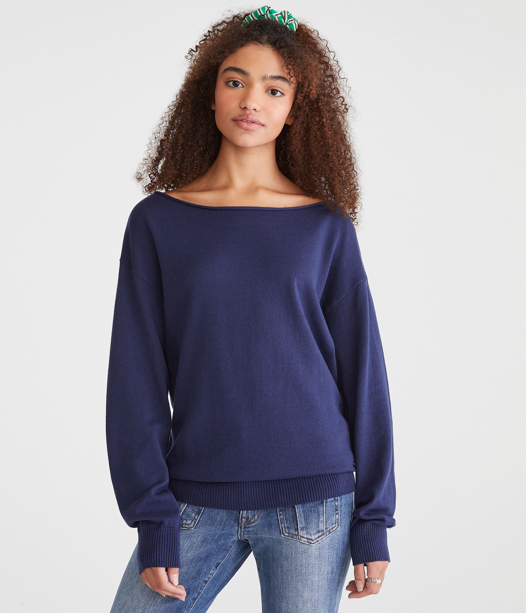 Slouchy Slash-Neck Sweater