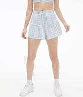 Gingham High-Waisted Tiered Skort