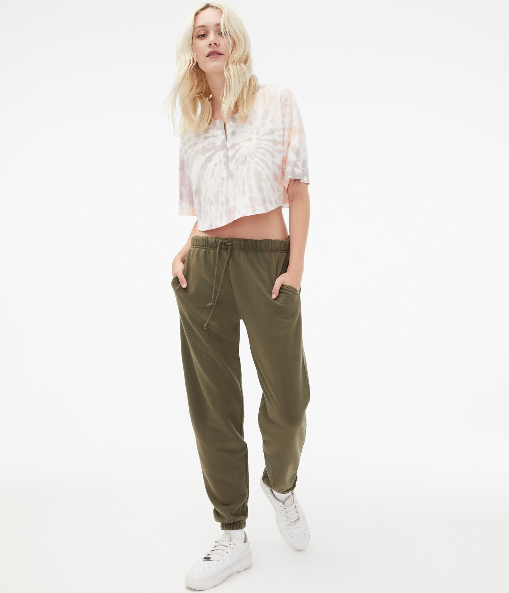 Washed Slouchy High-Rise Cinched Sweatpants