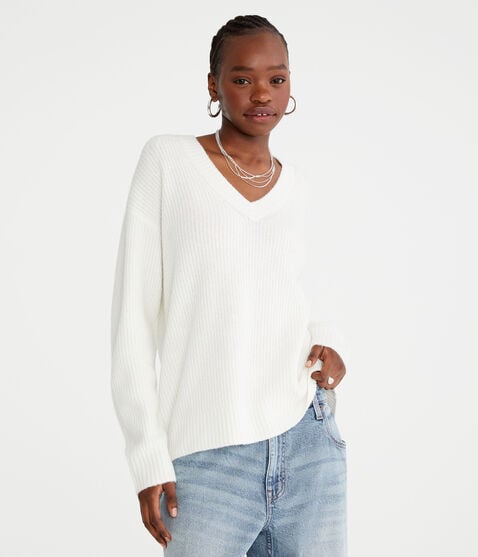 Shaker Knit V-Neck Sweater