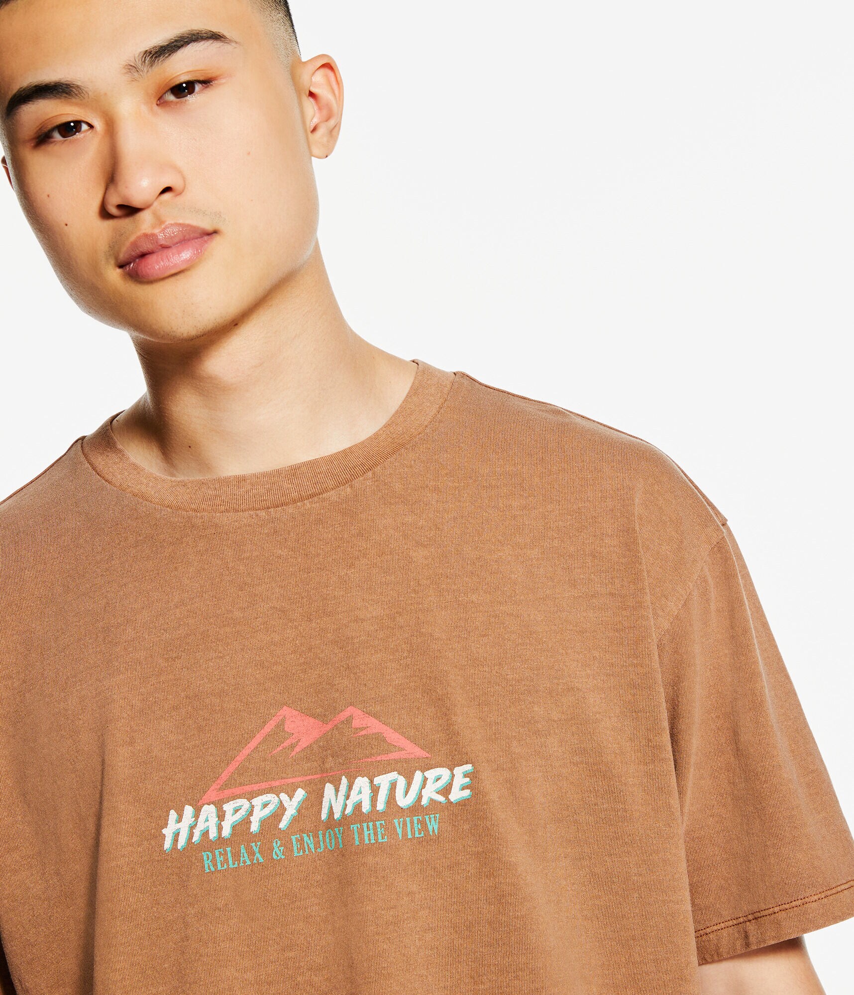 Happy Nature Washed Loose Fit Graphic Tee