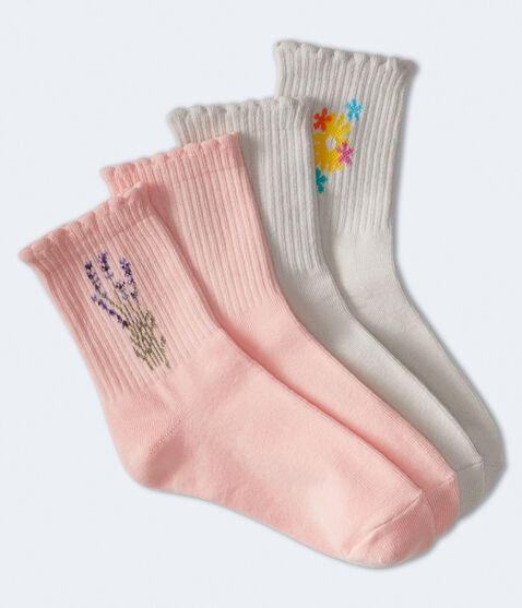 Lavender Floral Crew Sock 2-Pack Lavender Floral Crew Sock 2-Pack