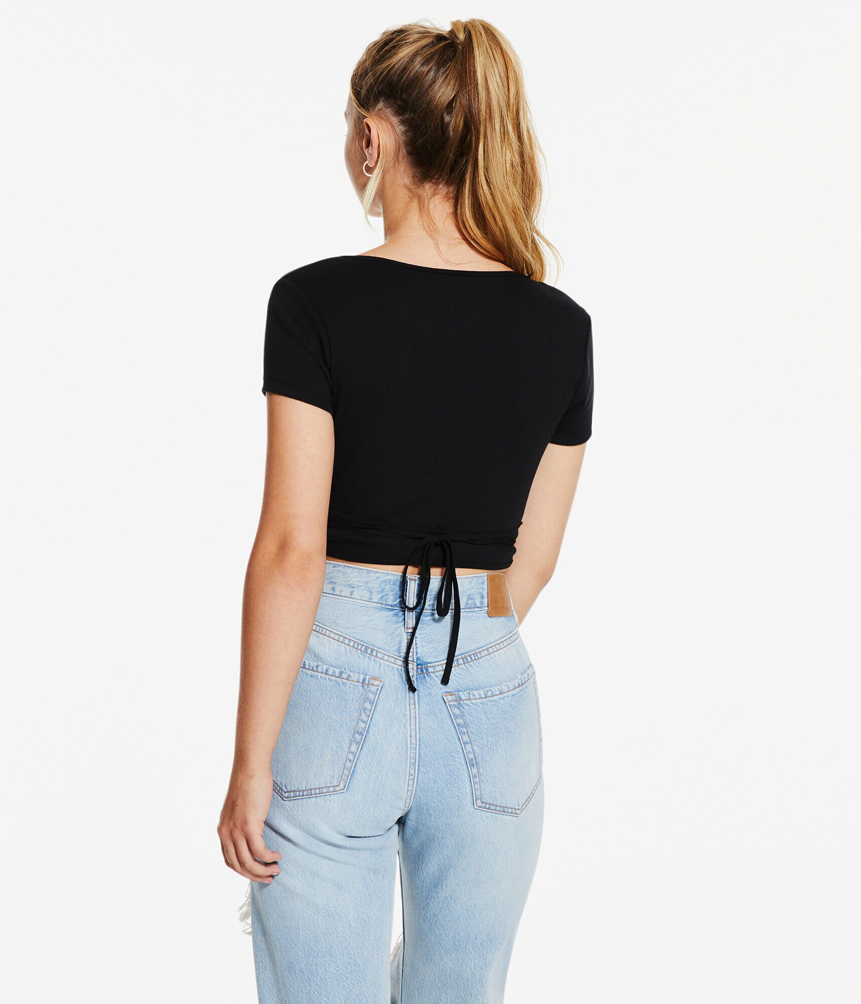 Surplice Tie-Front Crop Top