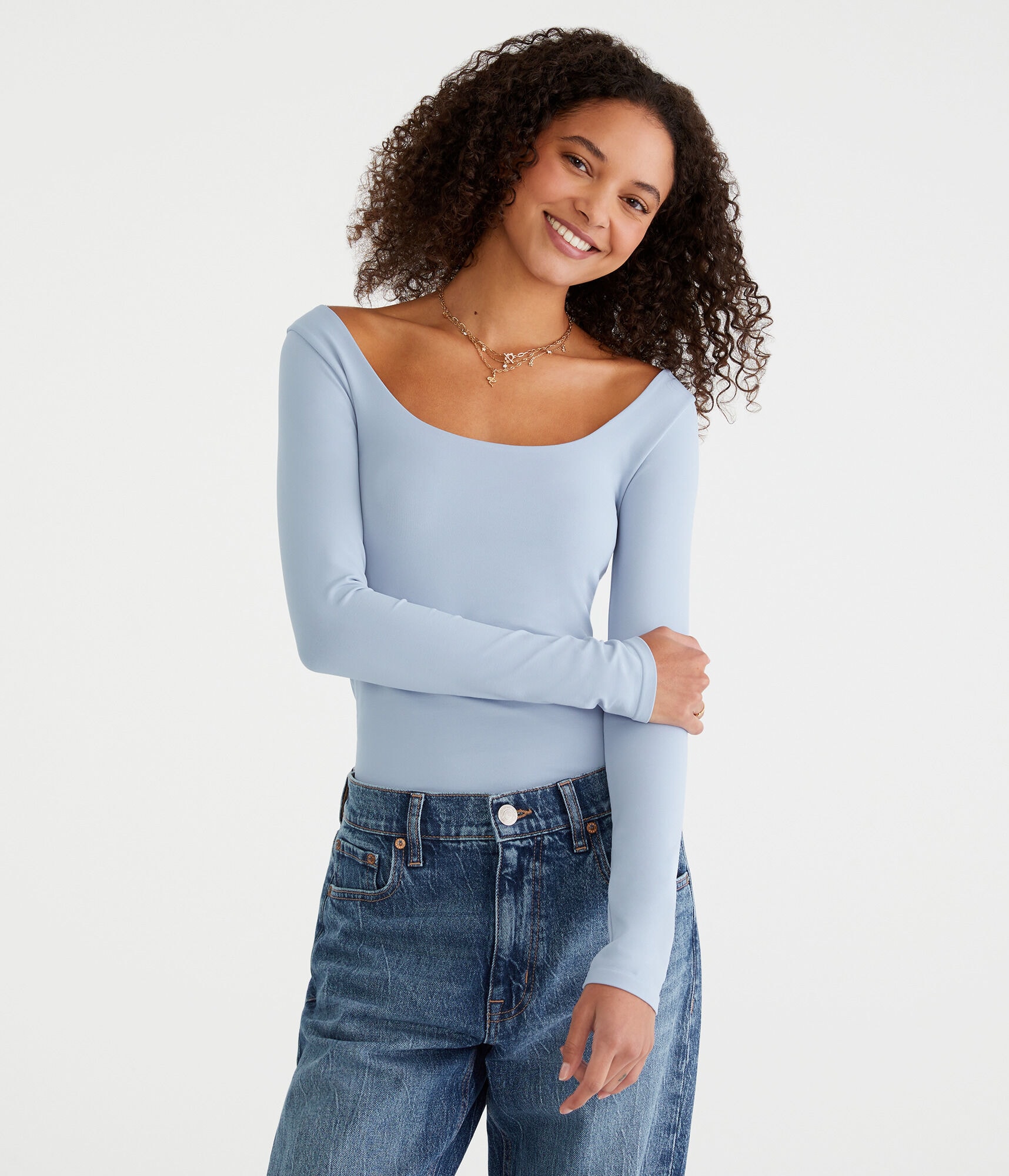 Long Sleeve Seriously Soft Sculpt Scoop-Neck Tee