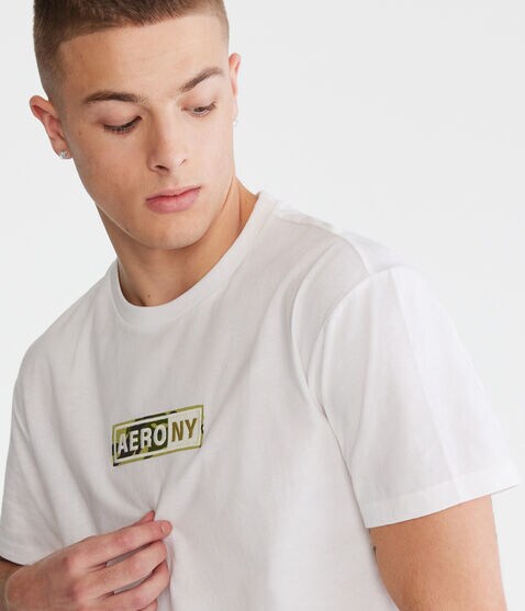 Aero NY Camo Box Logo Appliqué Graphic Tee Aero NY Camo Box Logo Appliqué Graphic Tee