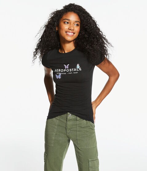 Aeropostale Butterflies Graphic Tee Aeropostale Butterflies Graphic Tee
