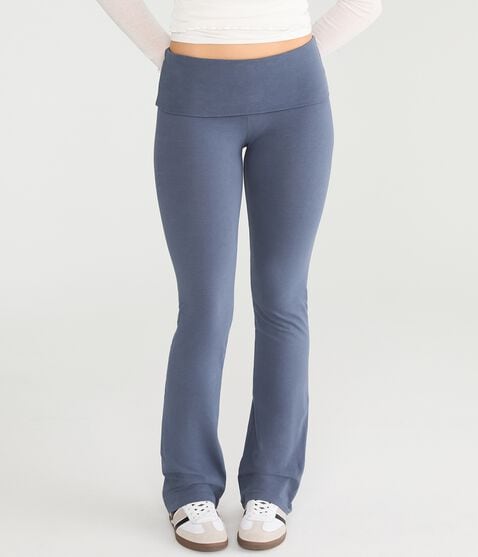 Cloud Soft Angel Wings Mid-Rise Fold-Over Flare Leg Pants Cloud Soft Angel Wings Mid-Rise Fold-Over Flare Leg Pants