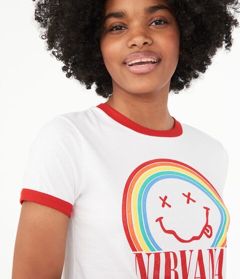 Nirvana Crop Ringer Graphic Tee Nirvana Crop Ringer Graphic Tee