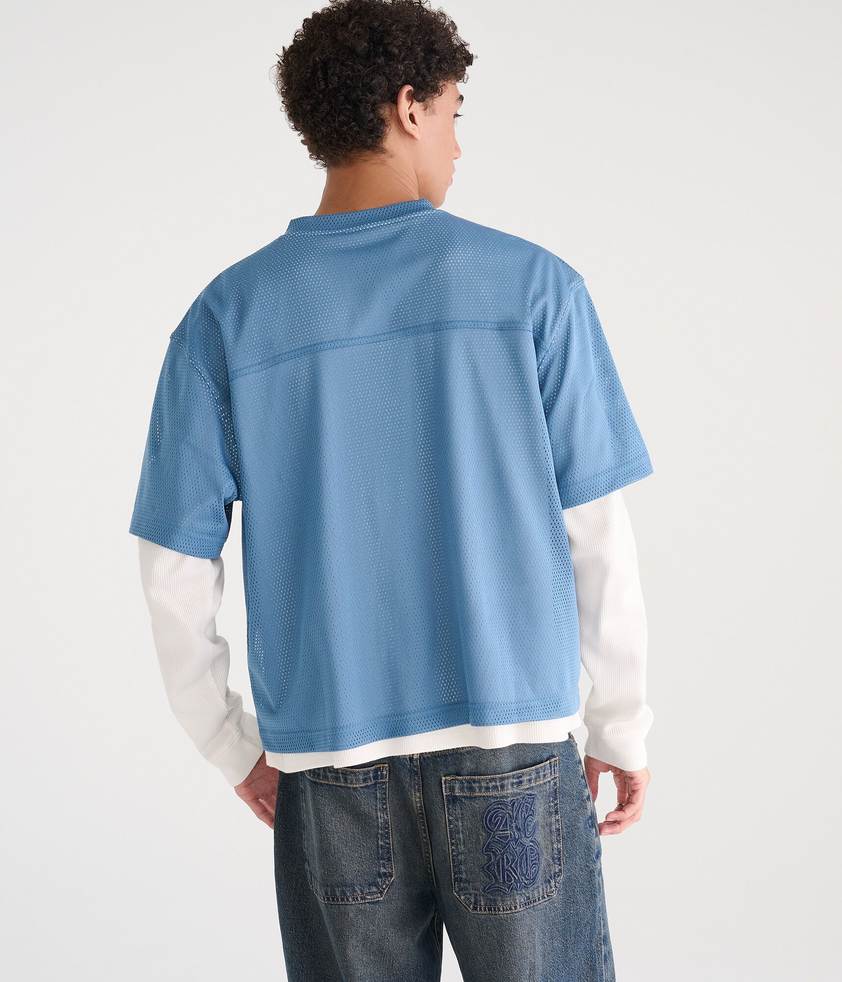 Long Sleeve Aero Logo Boxy Mesh Jersey 2-Fer Tee