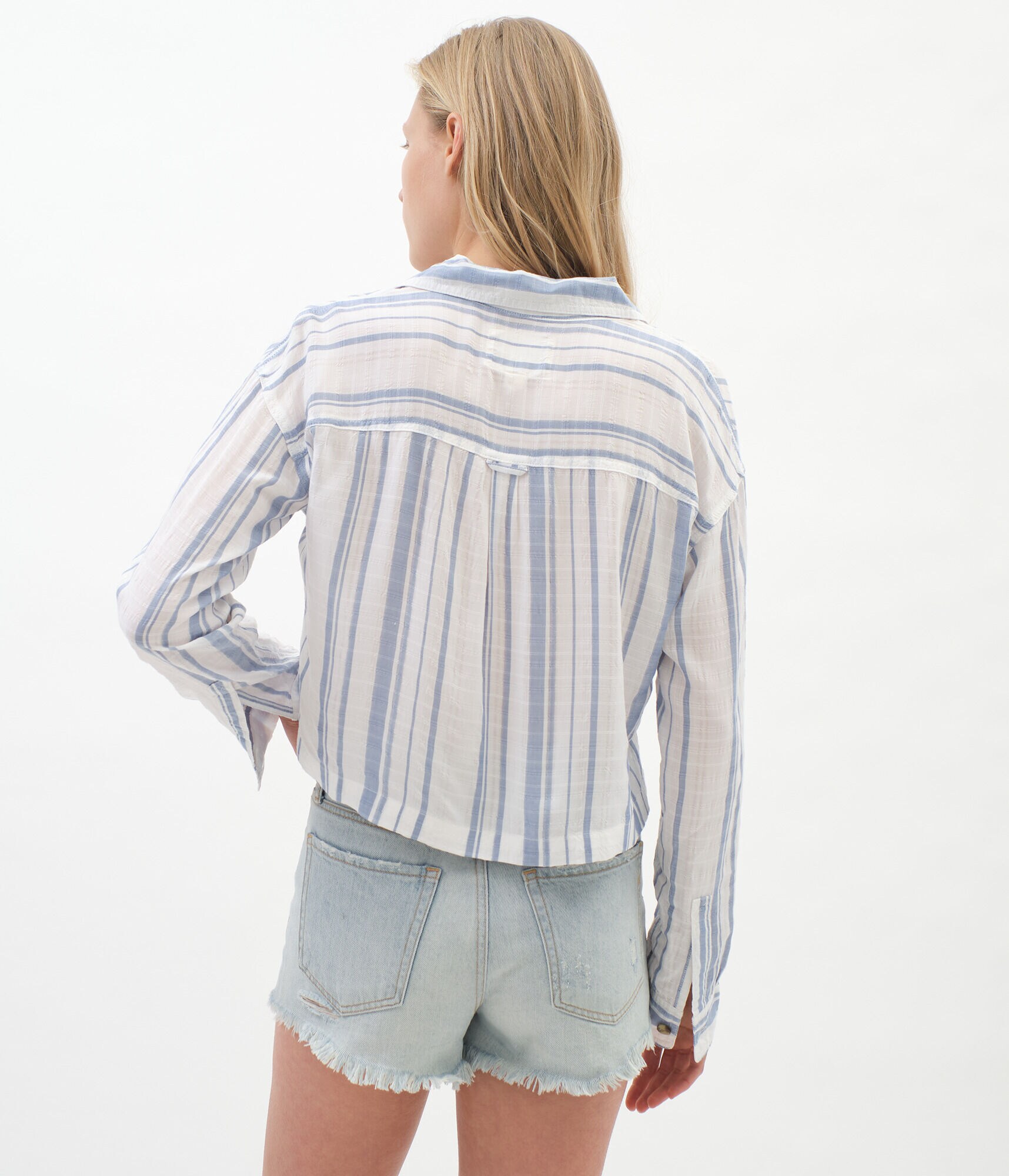 Long Sleeve Striped Button-Down Top