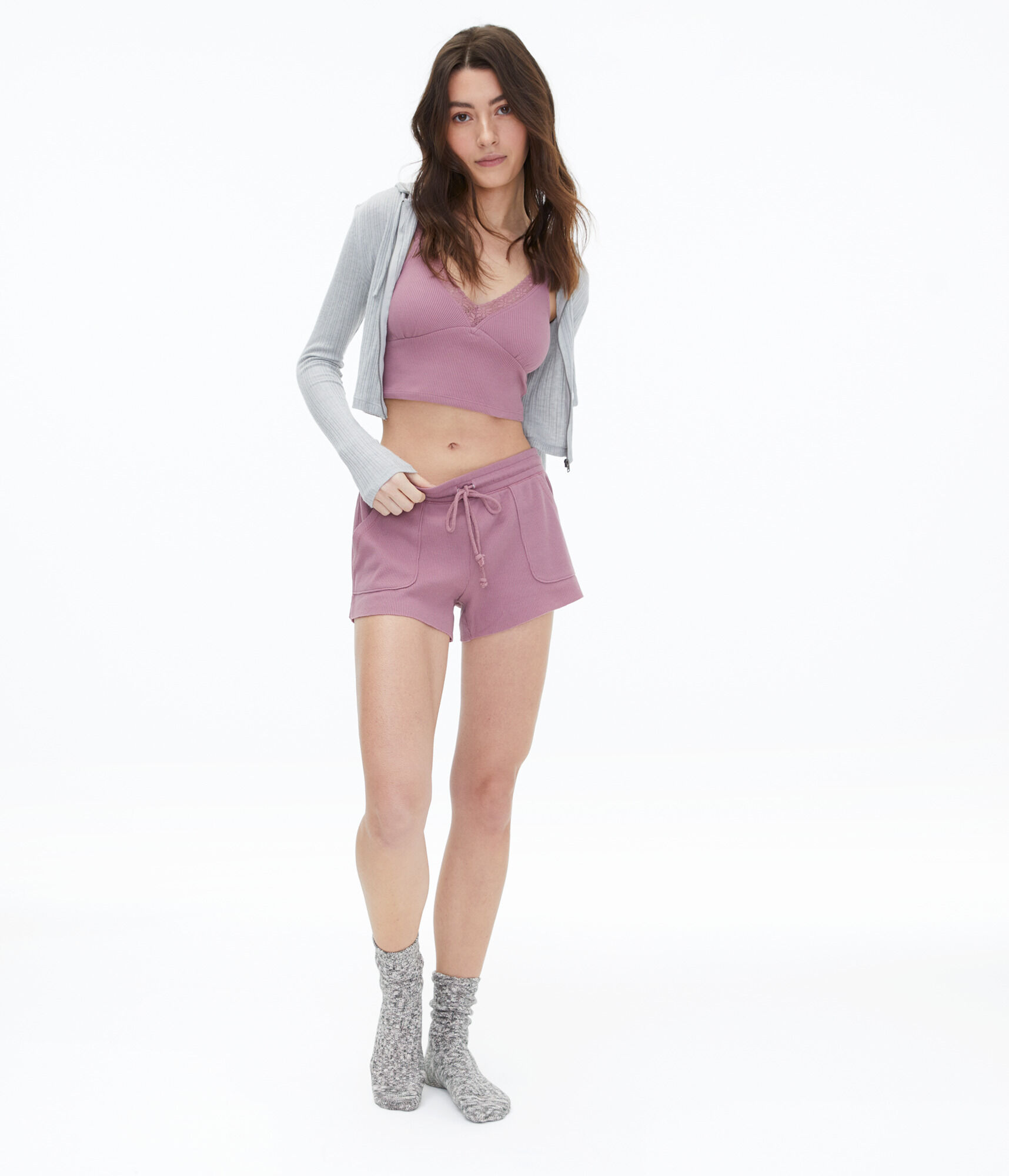 ASOS DESIGN micro shorts in knit sage stripe - part of a set