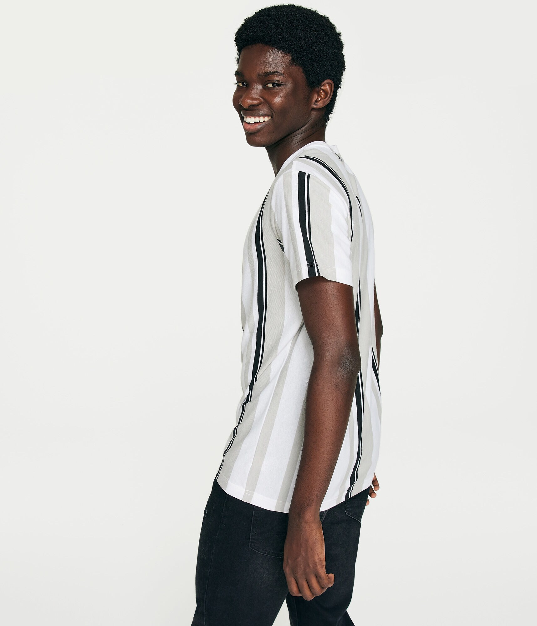 Aero New York City Vertical Stripe Graphic Tee