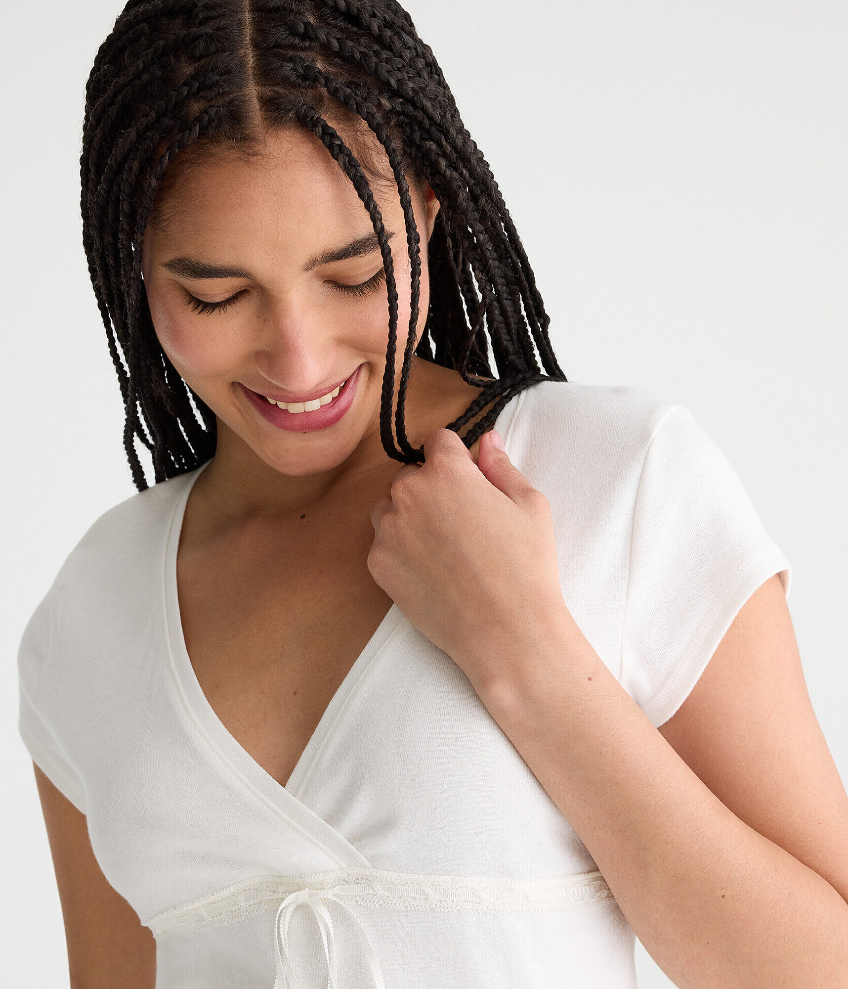 Seriously Soft Lace Crossover V-Neck Tee